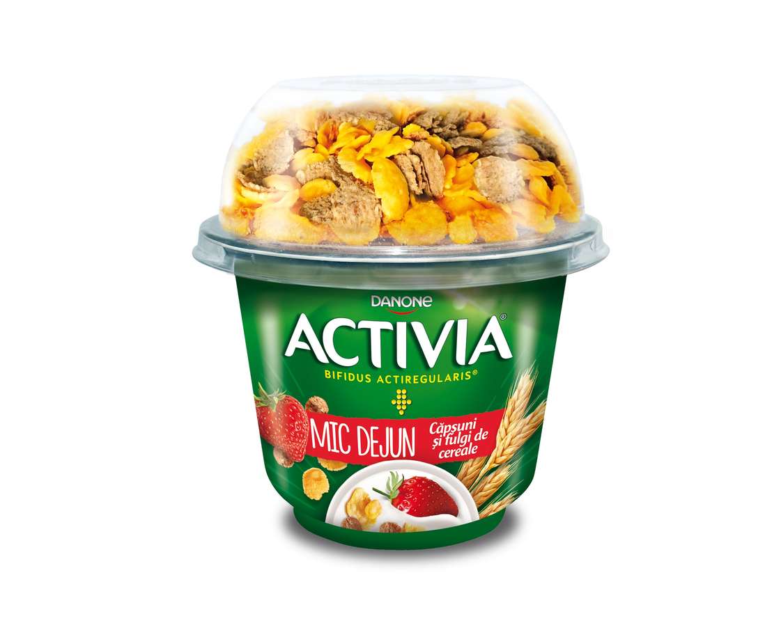 Danone Activia Mic Dejun Capsuni Fulgi Cereale 168G